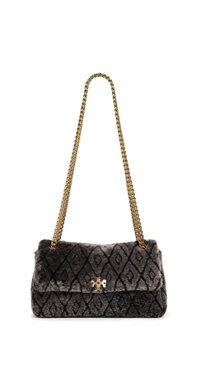 Tory Burch Charlie Quilted Shearling Small Shoulder Bag Cocoa