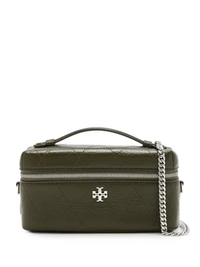 Tory Burch Charlie Quilted Vanity Case In Green