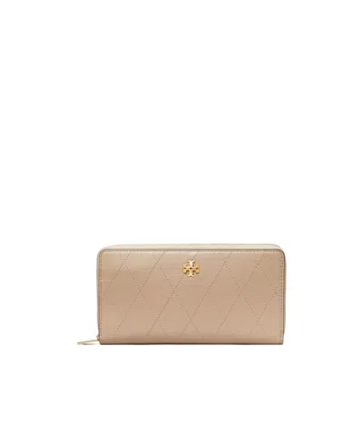 Tory Burch Charlie Quilted Zip Continental Wallet In Purple