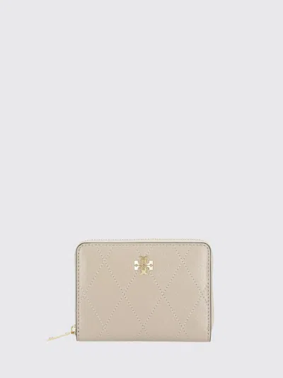 Tory Burch Charlie Small Leather Zip-around Wallet With Double T Logo In White