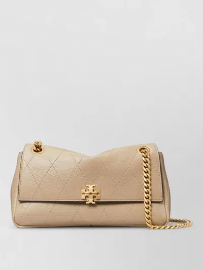 Tory Burch Charlie Small Quilted Leather Crossbody Bag In Brown