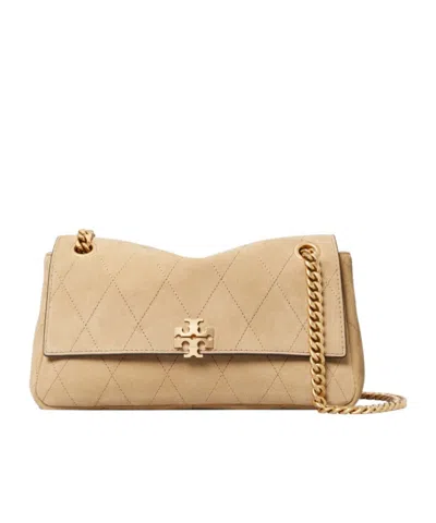 Tory Burch Charlie Small Quilted Shoulder Bag In Brown