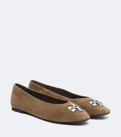 Tory Burch Charlie Suede Ballet Flats In White