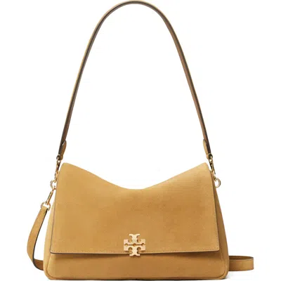 Tory Burch Small Charlie Suede Shoulder Bag In Brown
