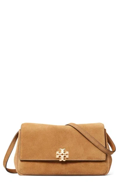Tory Burch Charlie Suede Wallet On A Chain In Brown