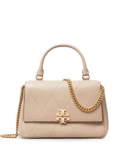 Tory Burch Charlie Top Handle Chain Wallet In Beige