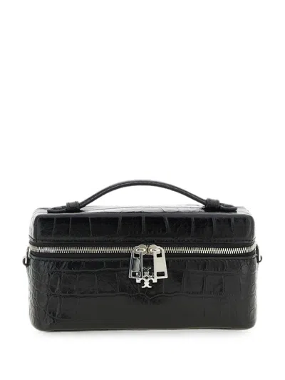 Tory Burch Charlie Vanity Case Clutch Chain Strap In Black