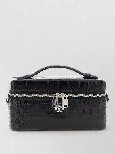 Tory Burch Charlie Vanity Case Clutch Chain Strap In Black
