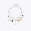 Tory Burch Charm-detail Necklace In Light Silver/multi