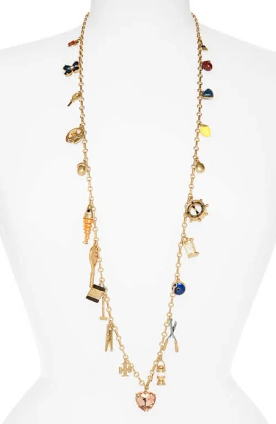 Tory Burch Charm Rosary Necklace In Gold