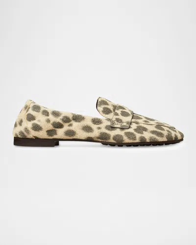 Tory Burch Cheetah Suede Ballet Loafers In Green