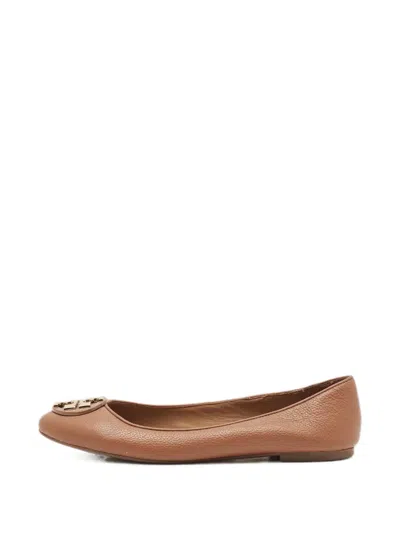 Pre-owned Tory Burch Chelsea Ballet Flats In Brown