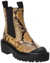 TORY BURCH TORY BURCH CHELSEA LUG SNAKE-EMBOSSED LEATHER FLATFORM BOOT