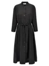 Tory Burch Cotton Chemisier Dress With Drawstring Waist In Black