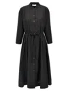 Tory Burch Cotton Chemisier Dress With Drawstring Waist In Black