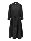 Tory Burch Cotton Chemisier Dress With Drawstring Waist In Black
