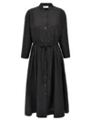 Tory Burch Cotton Chemisier Dress With Drawstring Waist In Black