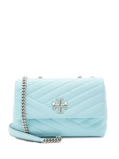 Pre-owned Tory Burch Chevron Chain Leather Shoulder Bag In Blue
