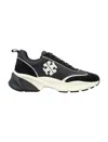 Tory Burch Good Luck Black And White Sneakers With Double T Detail In Tech Jersey And Fabric Woman In Perfect_black_/_new_ivory