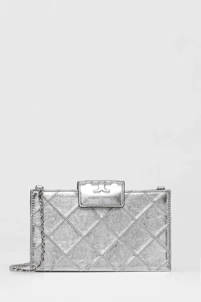 Tory Burch Chic Metallic Mini Chain Wallet In Silver