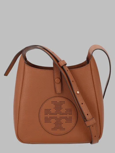Tory Burch Perforated-logo Leather Cross Body Bag In Brown