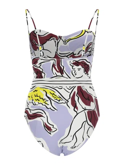 Tory Burch One Piece Swimsuit With Print In Multi