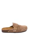 Tory Burch Mellow Logo Shearling Flat Mules In Gold