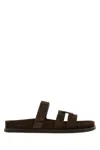 Tory Burch Chocolate Suede Ines Slippers In Brown