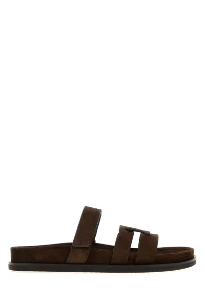 TORY BURCH TORY BURCH CHOCOLATE SUEDE INES SLIPPERS