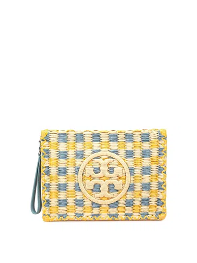 Tory Burch Choles In Raffia Natural And Turquoise Color