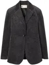 Tory Burch Notched-lapels Corduroy Blazer In Grey