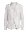 Tory Burch Striped Cinched Button-down Top In Neutral