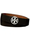 Tory Burch Logo-plaque Buckle Belt In Nero