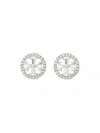 Tory Burch Miller Crystal-embellished Rounded Stud Earrings In Argento