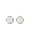 Tory Burch Circle-stud Crystal Logo Earrings In Silver