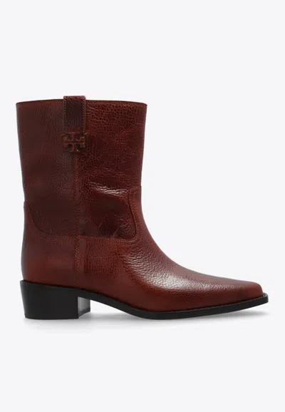 Tory Burch City Western Leather Ankle Boots
