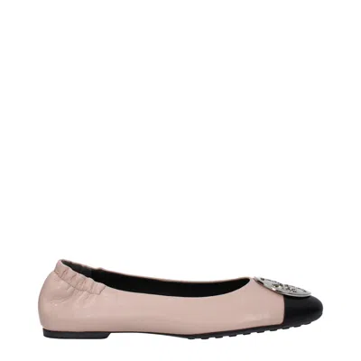 Tory Burch Claire Ballerina Flats Women's Pink/black Leather In Multi