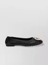 Tory Burch Minnie Travel Ballet With Metal Logo In Black