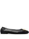Tory Burch Claire Leather Ballet Flats In Black