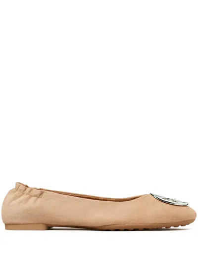 Tory Burch Caramel Nappa Leather Reva Ballerinas In Animal Print