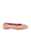 Tory Burch Minnie Travel Ballet Flats In Nude