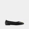 Tory Burch Claire Leather Ballet Flats In Black