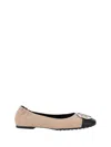Tory Burch Women's Slip On Pointed Cap Toe Ballet Flats In Neutral