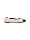 Tory Burch Claire Two-color Leather Ballet Flats In Nude