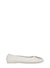 Tory Burch Reva Travel Ballet Flat In New Ivory Silver