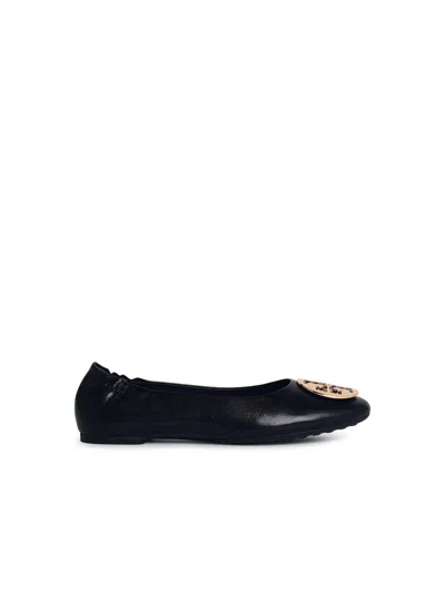 TORY BURCH TORY BURCH 'CLAIRE' BLACK SHINY LEAR BALLET FLATS