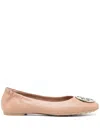 Tory Burch Minnie Travel Ballet Flats In Braun