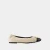 TORY BURCH BALLERINES CLAIRE CAP-TOE - TORY BURCH - CUIR - CRÈME