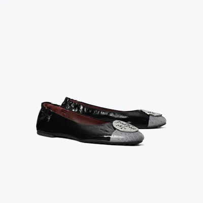 Tory Burch Claire Cap-toe Ballet In Black