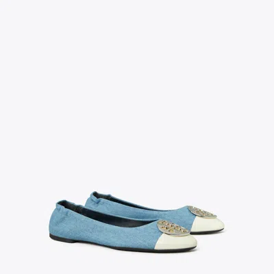 Tory Burch Claire Cap-toe Ballet In Blue